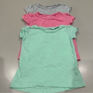 3 Simple Joys Short Sleeve Shirts Size 12 Mos. Pink/Green/Gray. Good Condition!